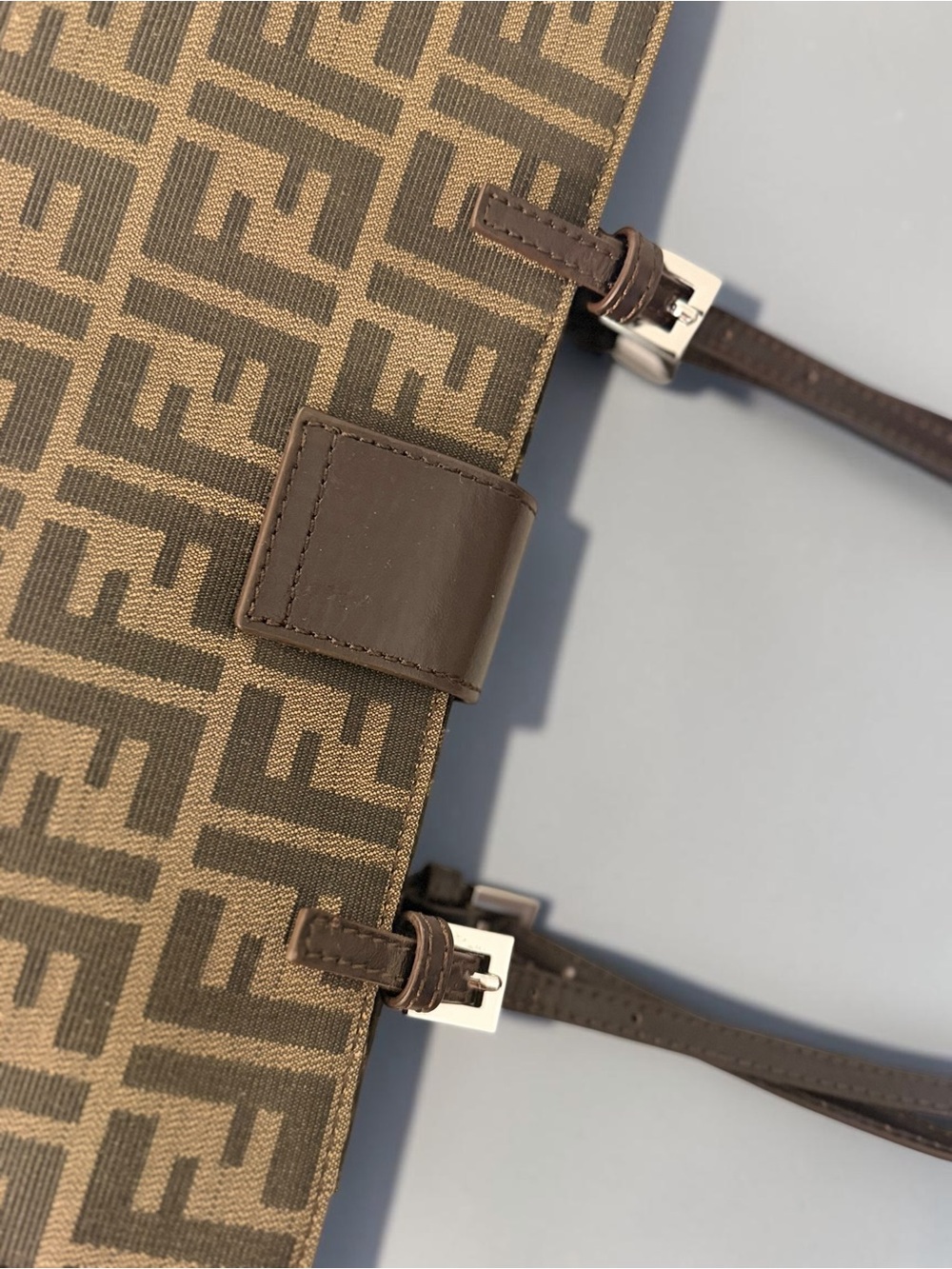 Fendi Brown Zucca FF-Logo Tote with Silver Buckle - Picture 5 of 13